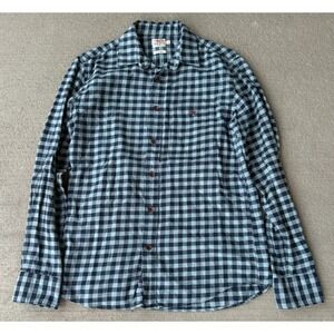 Faherty Mens Button Up Shirt Blue Gingham Check Cotton Long Sleeve Size Small